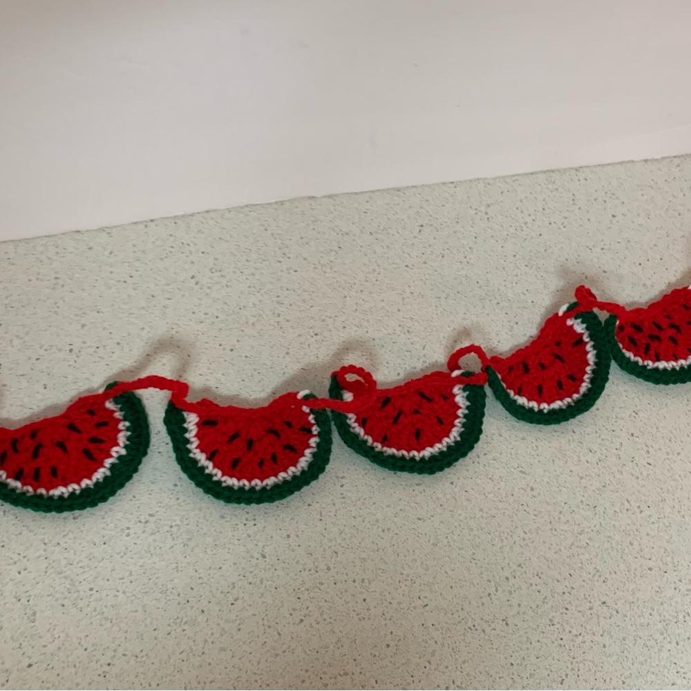 Watermelon Garland New about 48” long Eight Watermelons Handmade Crochet